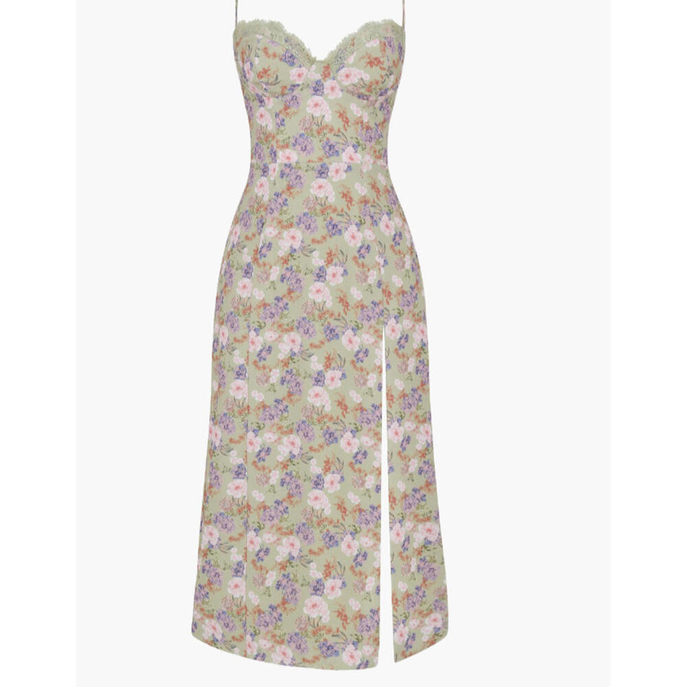 NEW House of CB Corset Crepe Midi Sundress in Peony Print Sz M #MD2117 - Picture 3 of 8